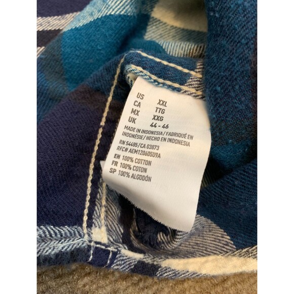 American Eagle Shirt Mens 2XL Heritage Flannel Blue Plaid Long Sleeve Button Up - Picture 7 of 8